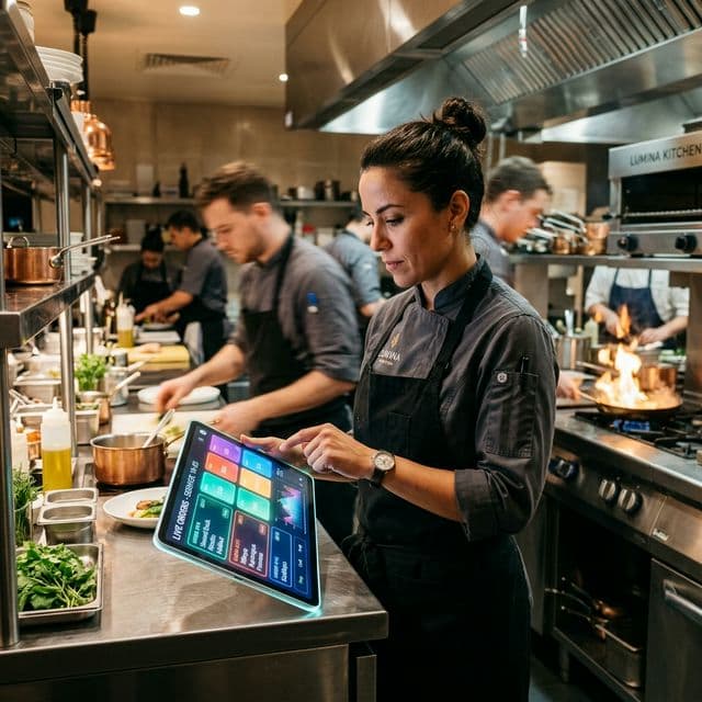 Chef using technology